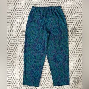 Victoria Secret Gold Label Pants Petite Satin PJ Lounge Paisley Vintage Western